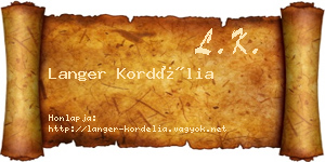 Langer Kordélia névjegykártya